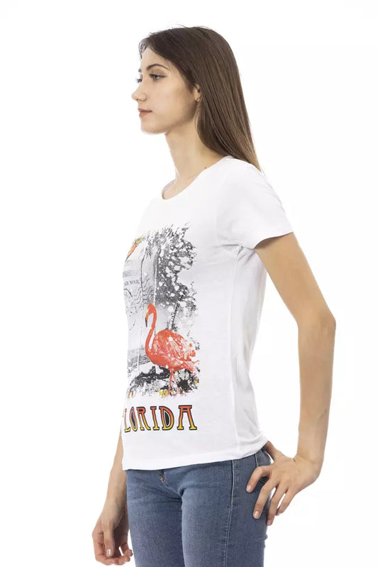 T-shirt da donna Trussardi Action in cotone bianco