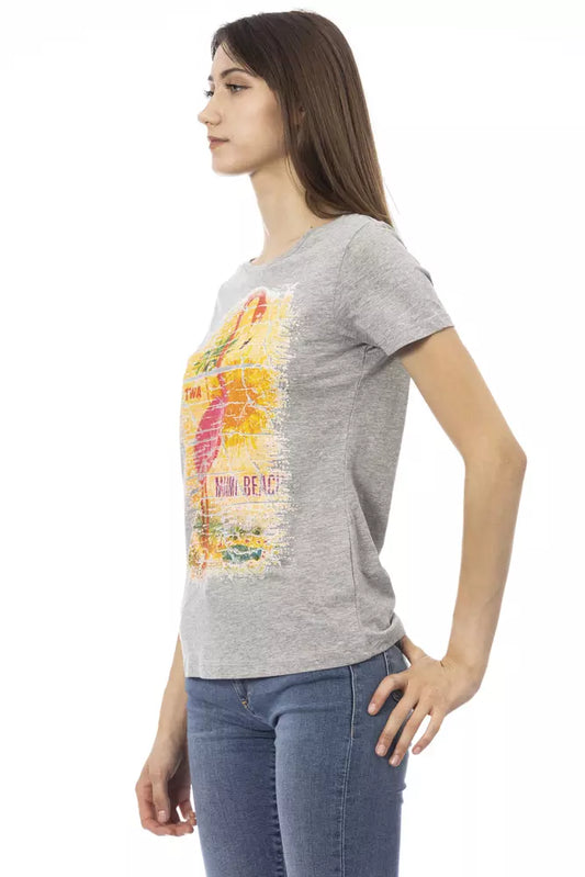 T-shirt da donna Trussardi Action in cotone grigio