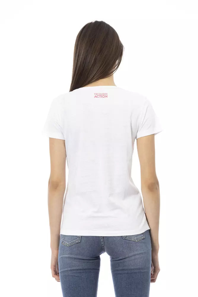 T-shirt da donna Trussardi Action in cotone bianco