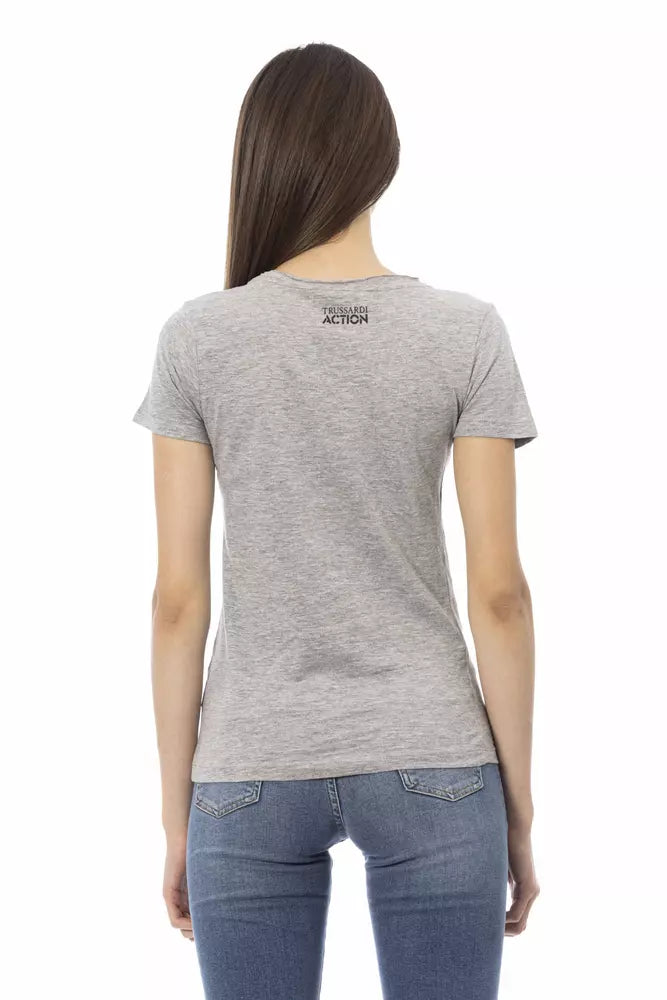 T-shirt da donna Trussardi Action in cotone grigio