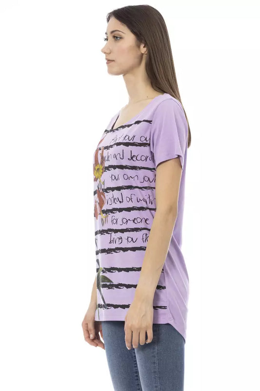 T-shirt da donna Trussardi Action in cotone viola