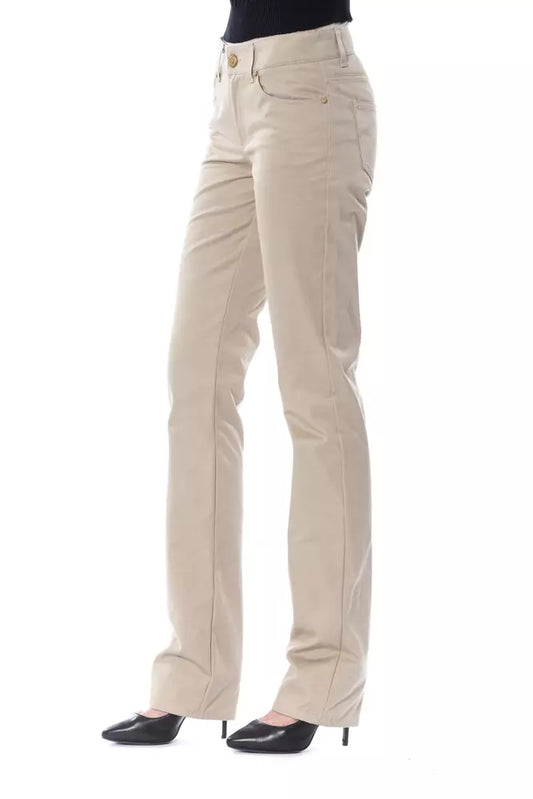 Pantaloni da donna in cotone beige BYBLOS