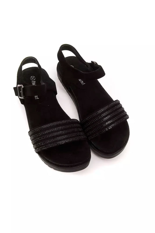 Sandalo da donna in tessuto nero originale Péché