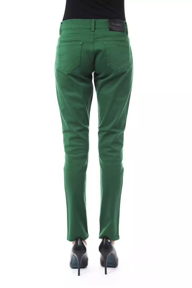 Pantaloni da donna in cotone verde BYBLOS