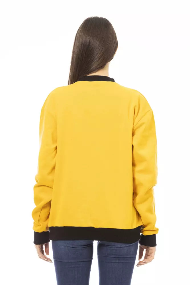Felpa con cappuccio da donna in cotone giallo Baldinini Trend