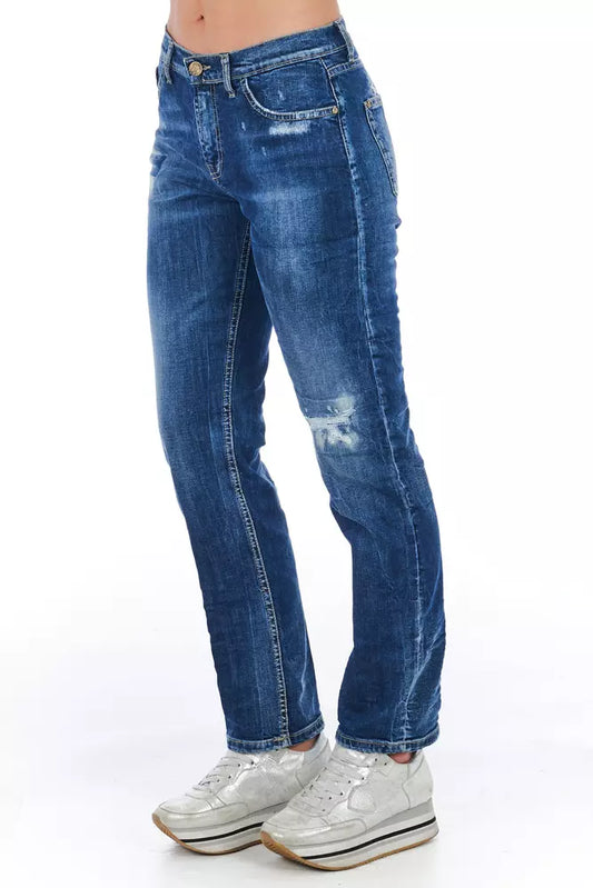 Jeans da donna in cotone blu Frankie Morello