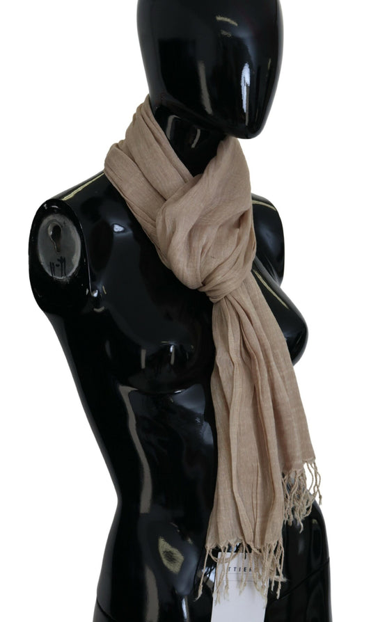 Sciarpa con frange e foulard in cotone beige Costume National