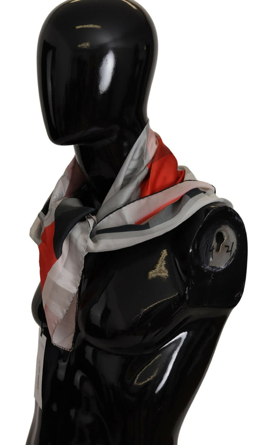 Sciarpa foulard in seta grigio-rossa Costume National