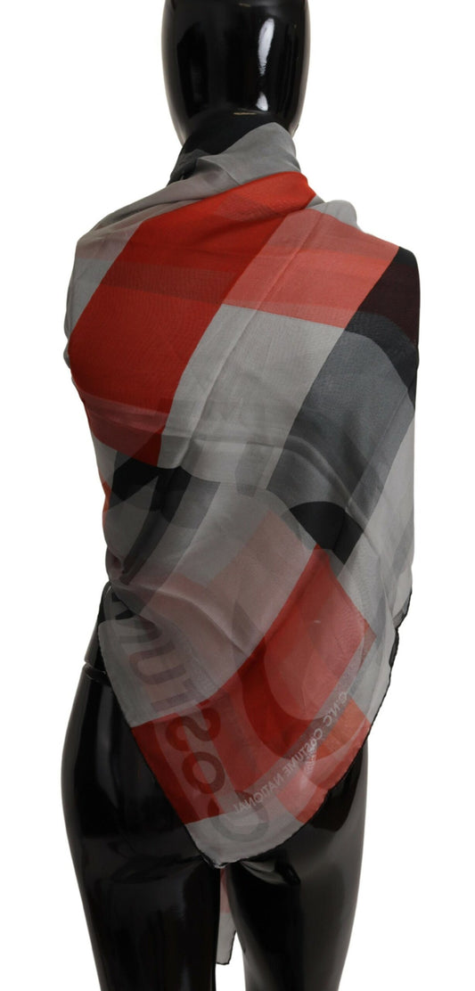 Sciarpa foulard scialle grigio rosso Costume National
