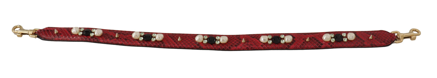 Borsa a tracolla Dolce & Gabbana in pelle esotica rossa con cristalli