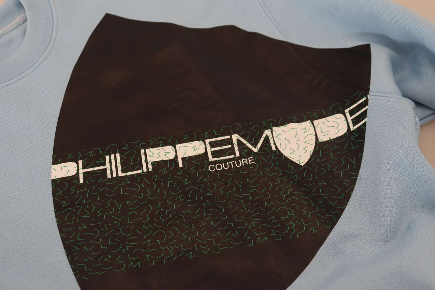 Maglione a maniche lunghe con logo stampato azzurro Philippe Model
