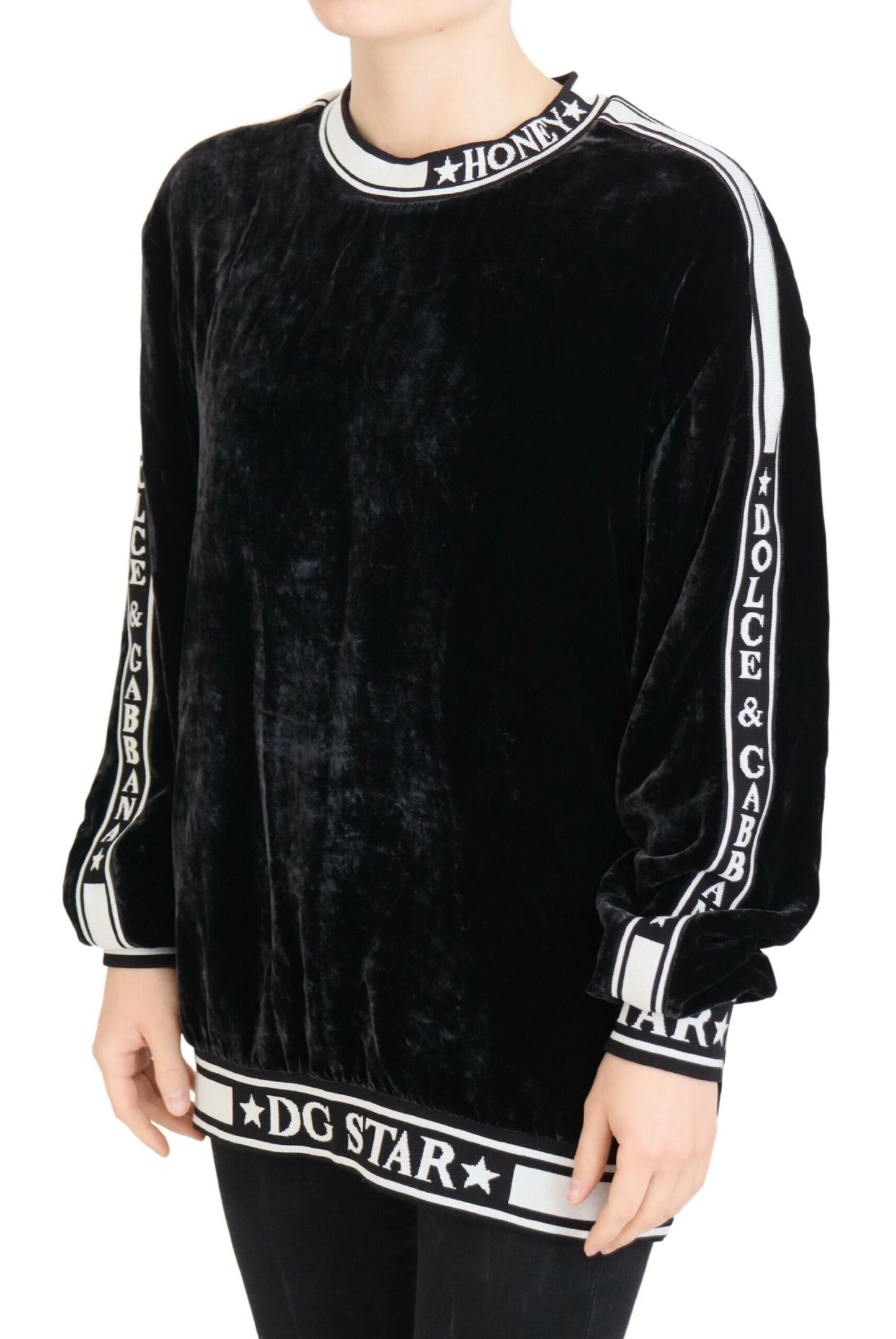 Dolce & Gabbana Maglione girocollo in velluto nero