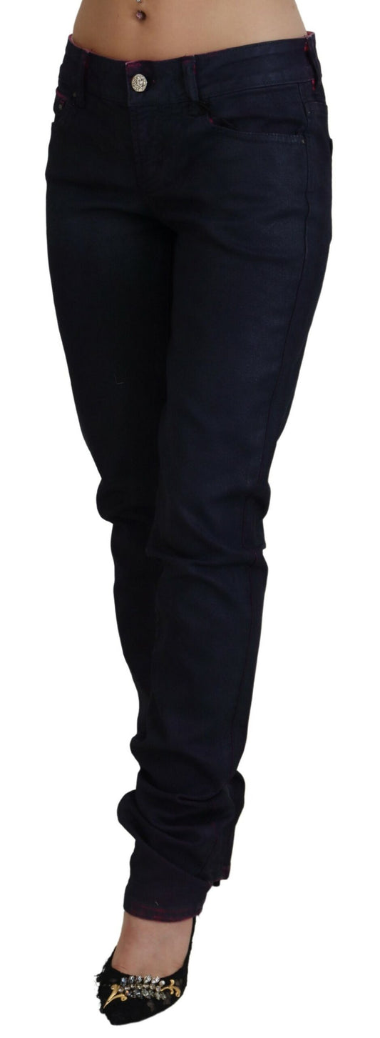 Jeans casual da donna in denim slim fit a vita bassa neri Just Cavalli