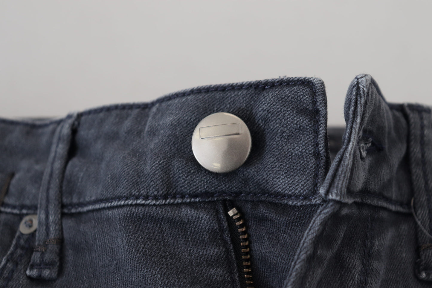 Jeans casual da donna in denim skinny a vita bassa in cotone grigio Acht