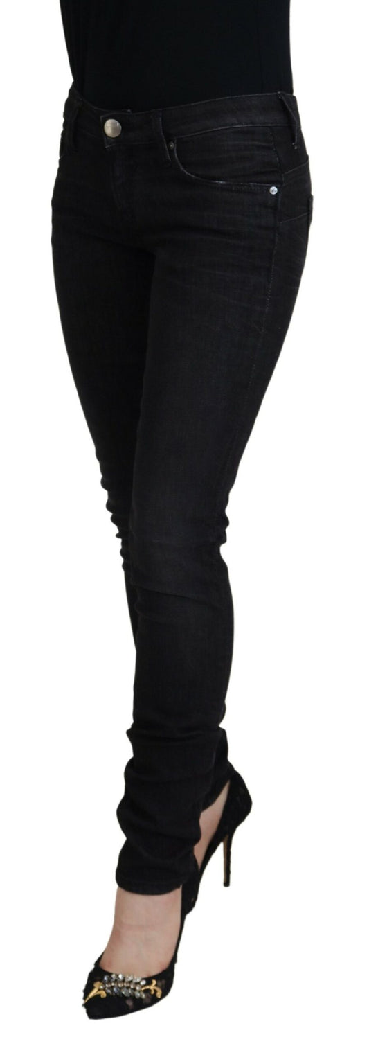 Jeans casual da donna in denim slim fit in cotone nero Acht