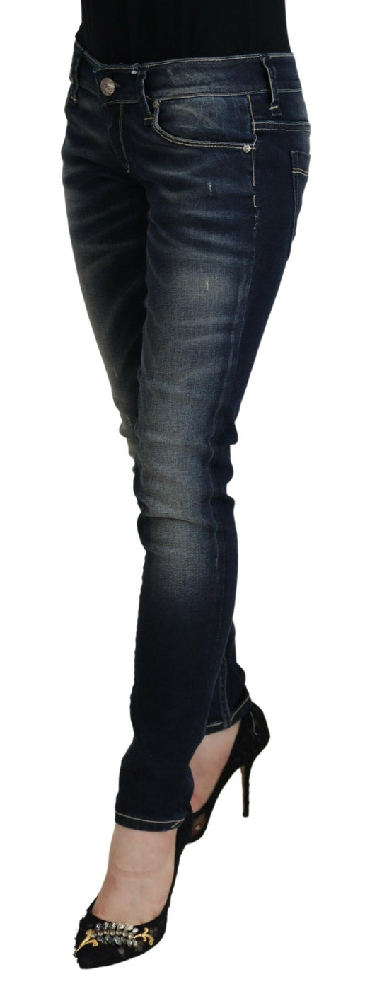 Jeans da donna slim fit in cotone lavato blu Acht