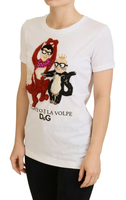 Dolce & Gabbana T-shirt Top Bianco Testurizzato Manica Corta