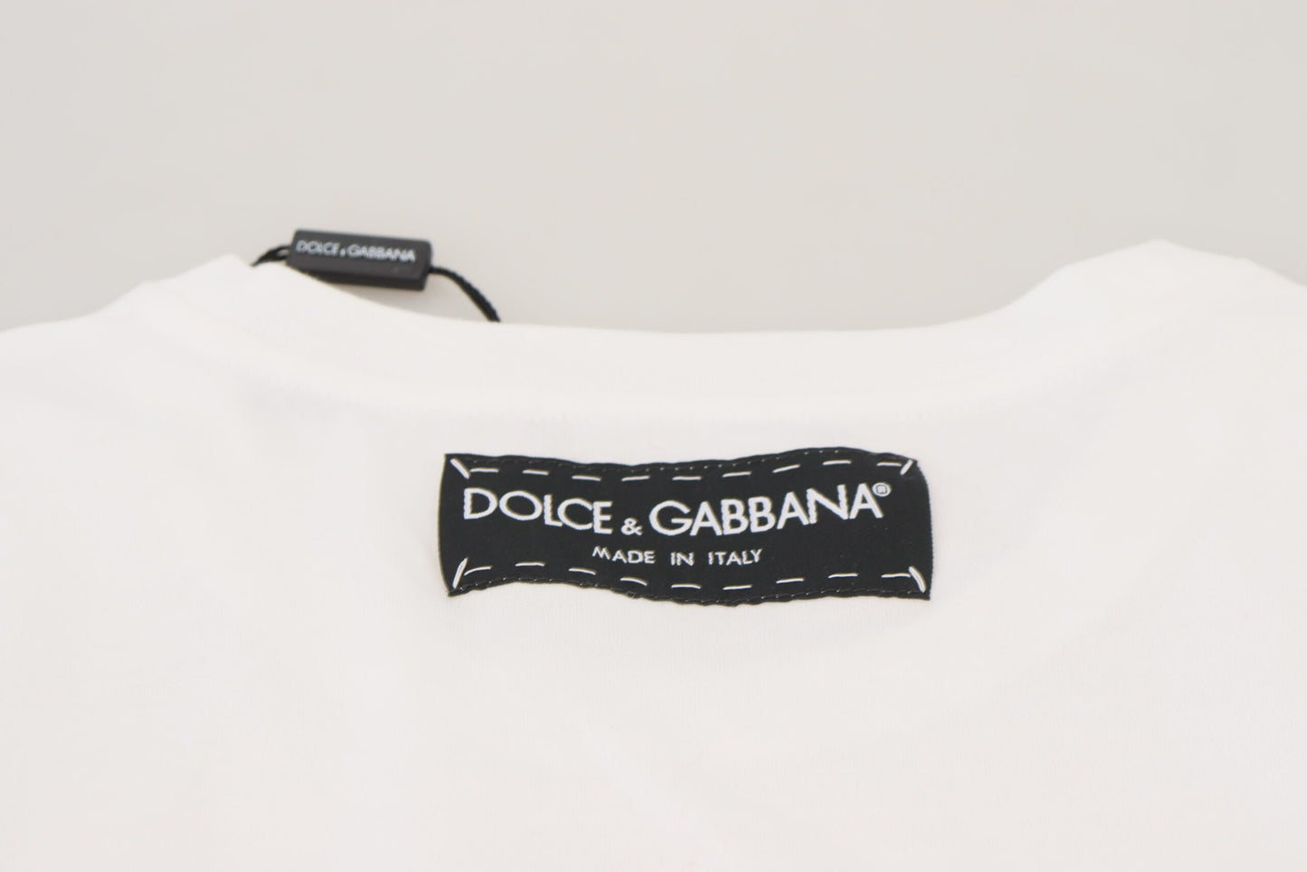 Dolce & Gabbana T-shirt Top Bianco Testurizzato Manica Corta