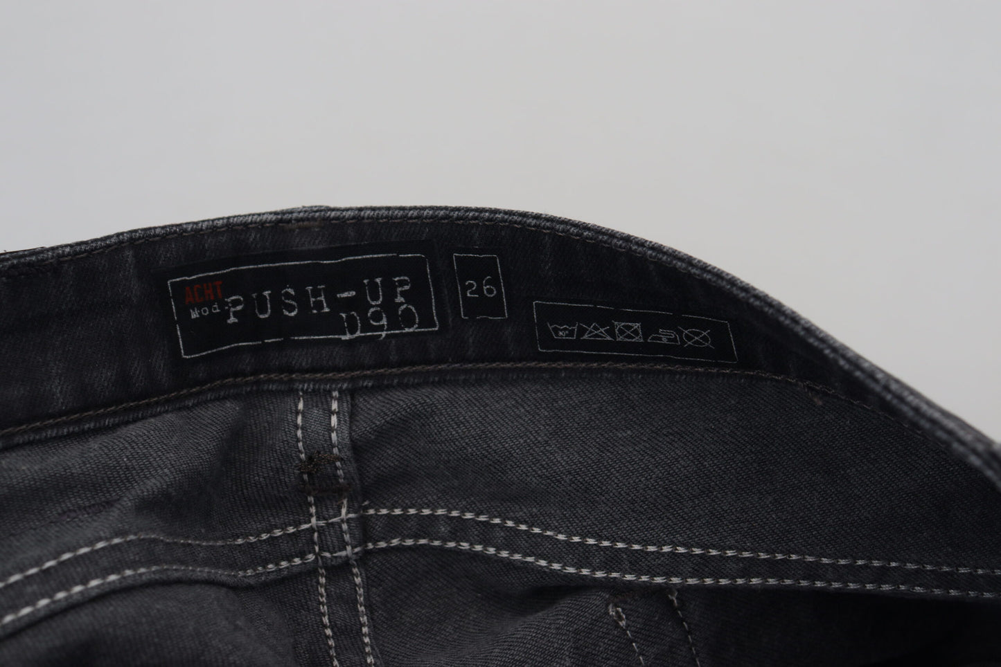 Jeans in denim di cotone slim fit a vita bassa lavati neri Acht
