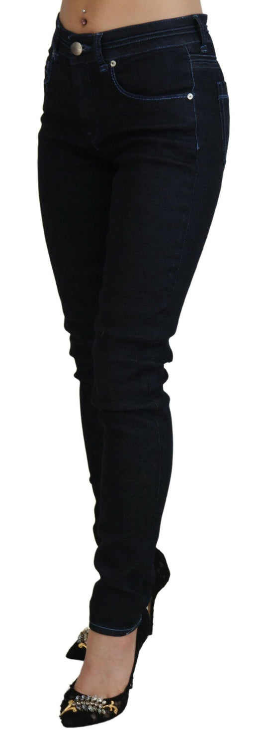 Jeans da donna slim fit a vita bassa blu scuro Acht
