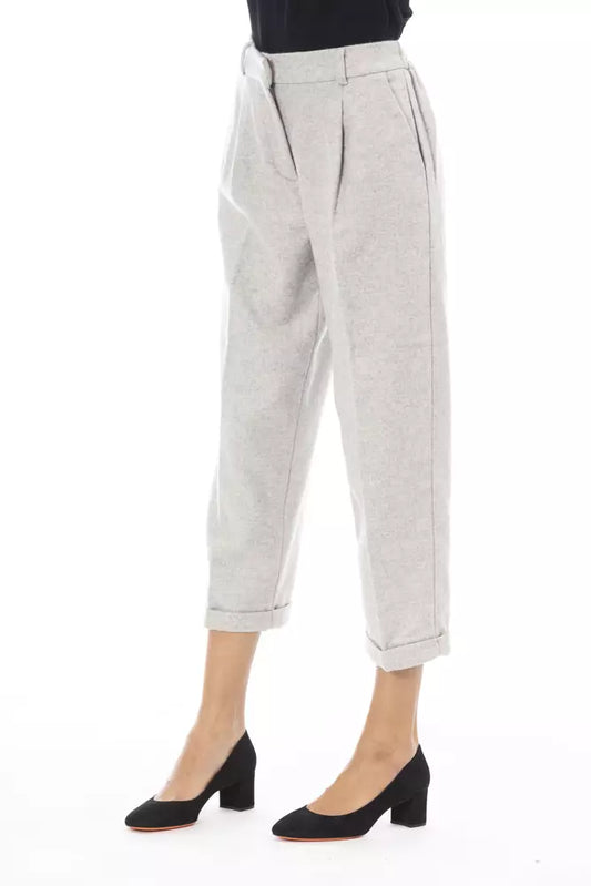 Pantaloni da donna in lana grigia Alpha Studio