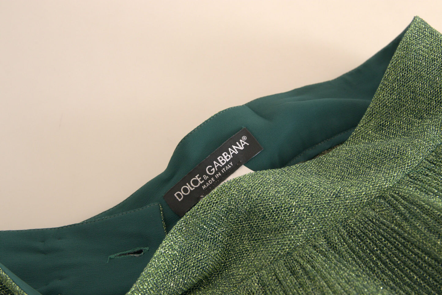 Gonna a pieghe a vita alta verde metallizzato Dolce & Gabbana