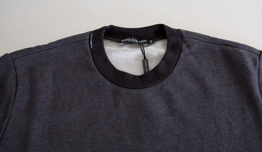 Dolce & Gabbana Maglione girocollo in cotone grigio scuro