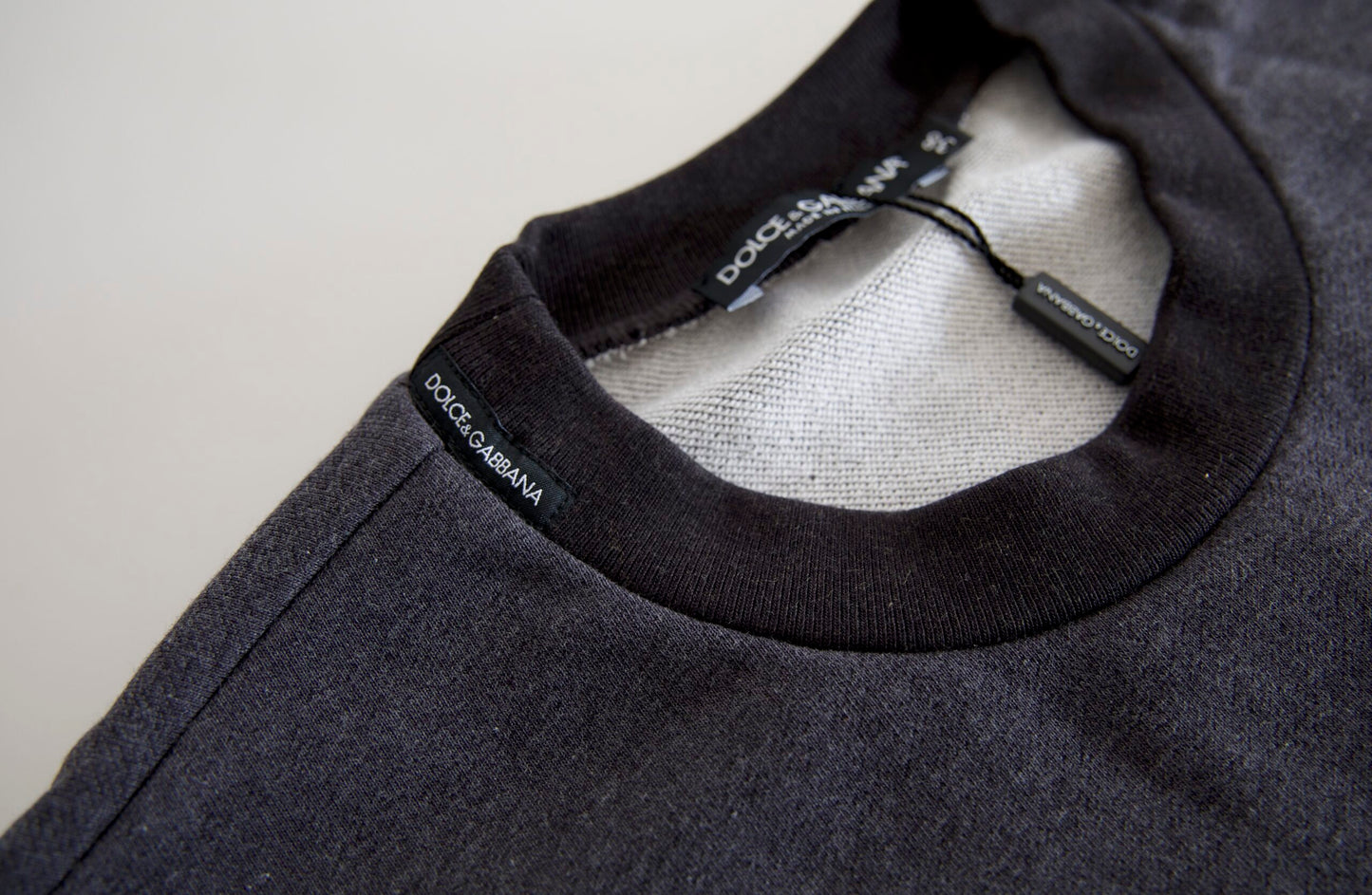 Dolce & Gabbana Maglione girocollo in cotone grigio scuro
