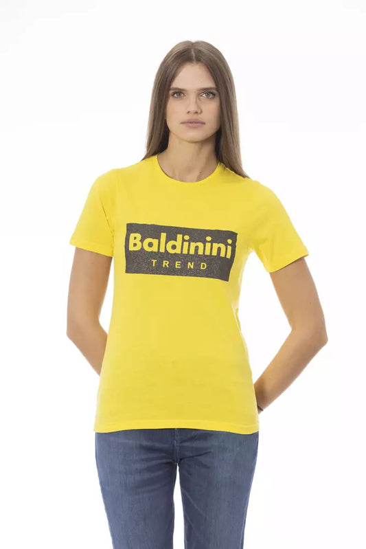 T-shirt da donna in cotone giallo Baldinini Trend