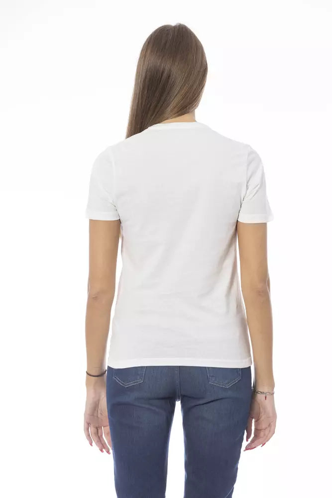 T-shirt da donna in cotone bianco Baldinini Trend