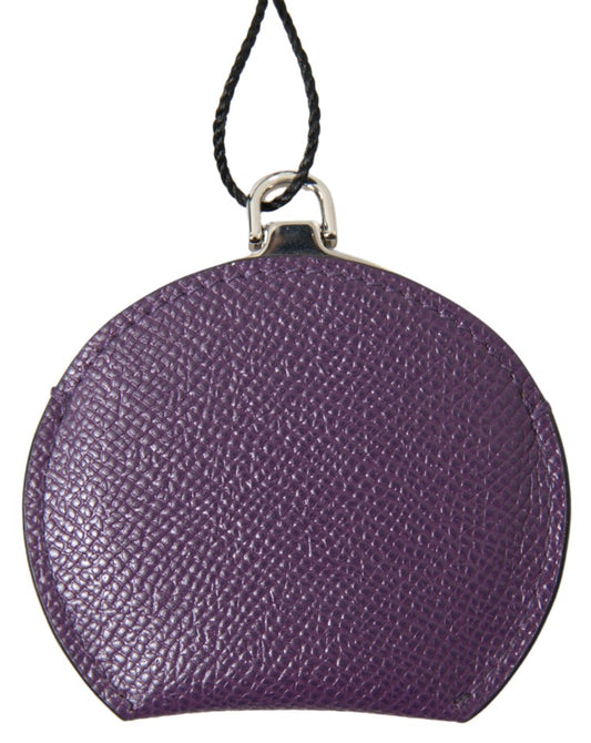 Portaspecchietto rotondo in pelle di vitello viola Dolce & Gabbana