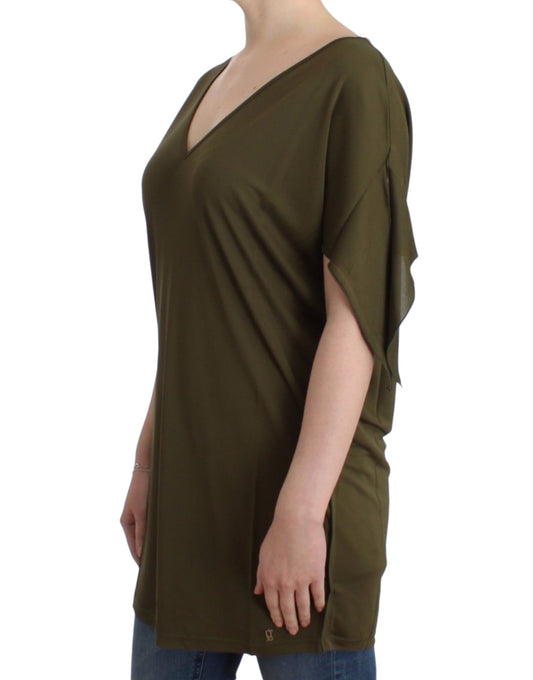 Top blusa a maniche corte verde John Galliano