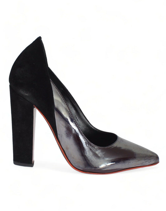 Scarpe con tacco e décolleté in pelle scamosciata grigia nera Cédric Charlier