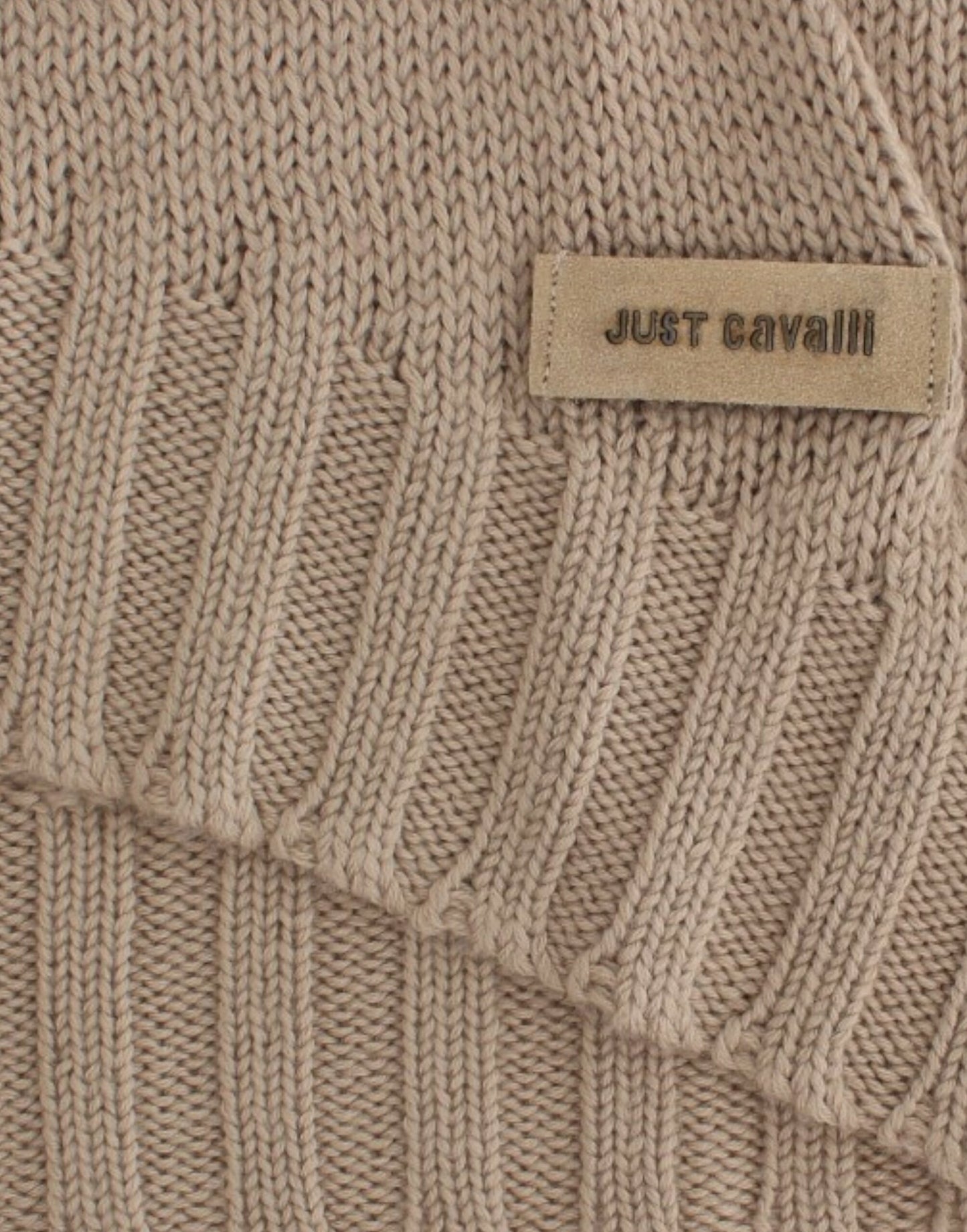 Maglione di lana lavorato a maglia beige Cavalli