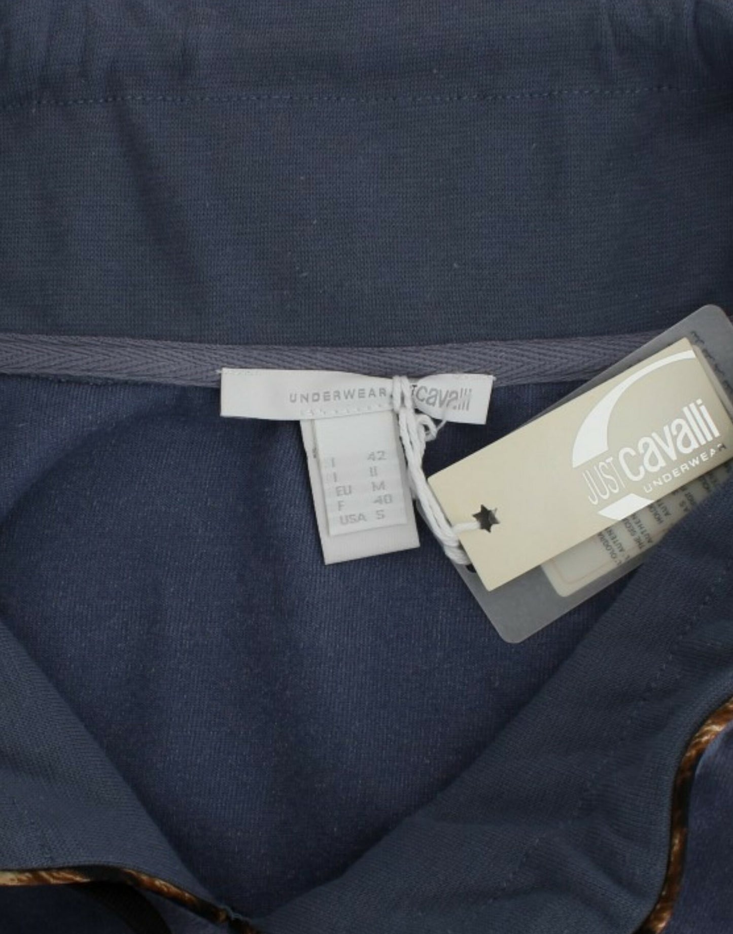 Maglione in velluto di cotone blu Cavalli