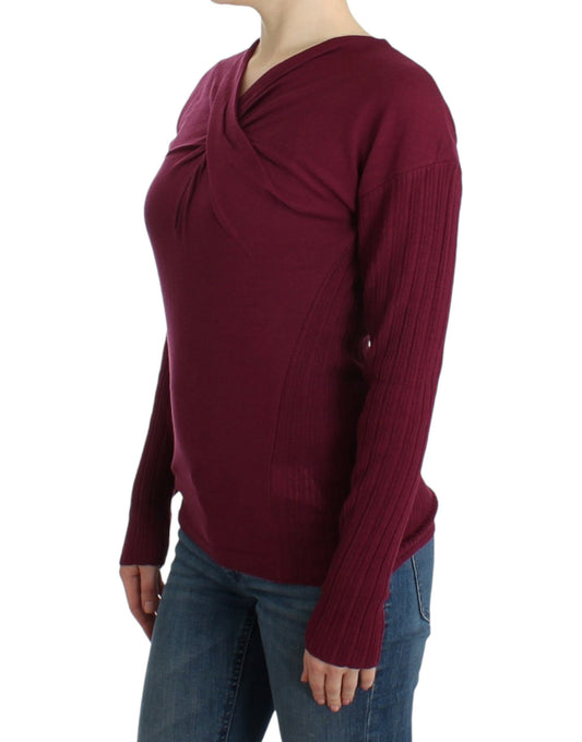 Maglione di lana lavorato a maglia viola Cavalli