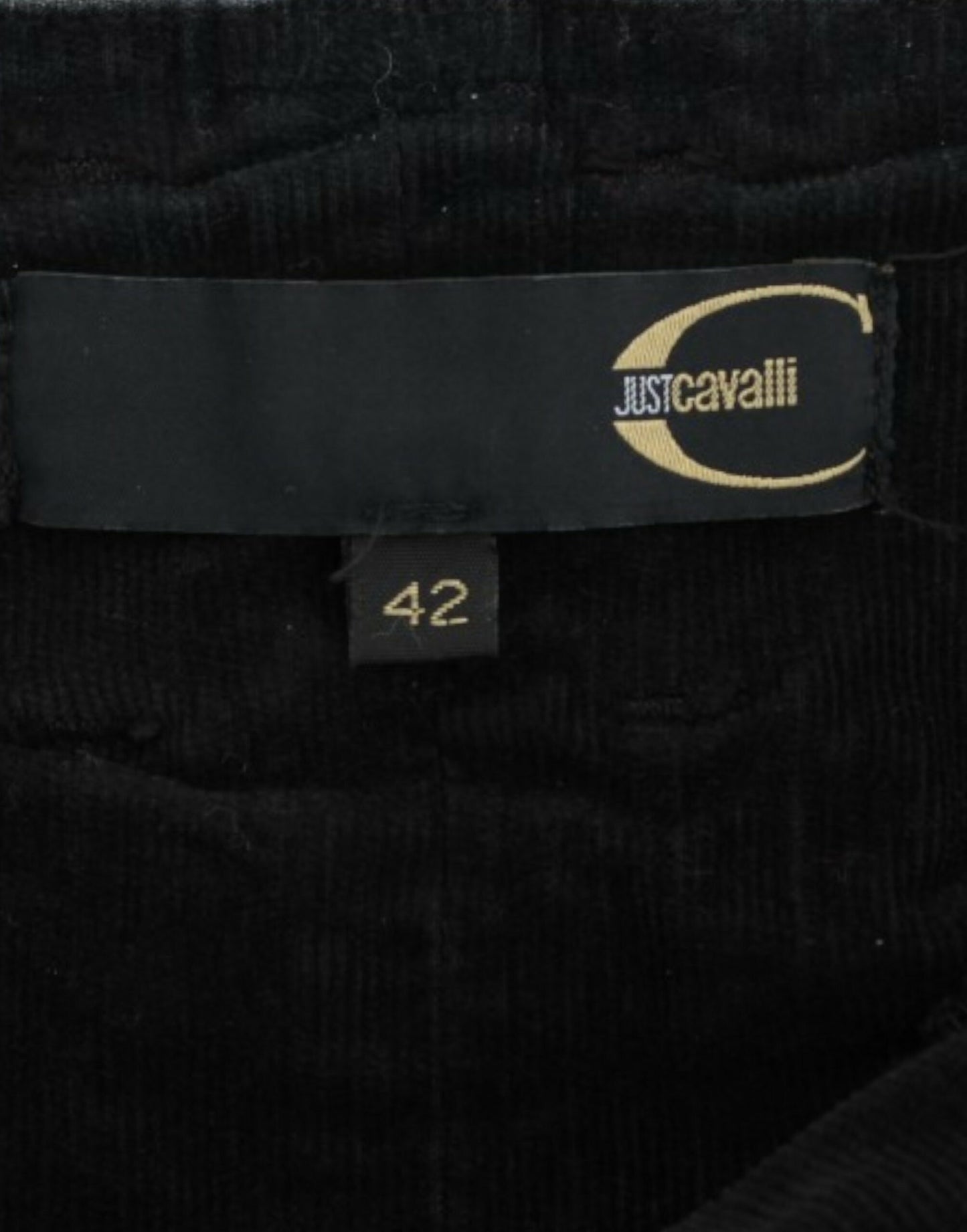 Gonna a tubino in velluto a coste nero Cavalli