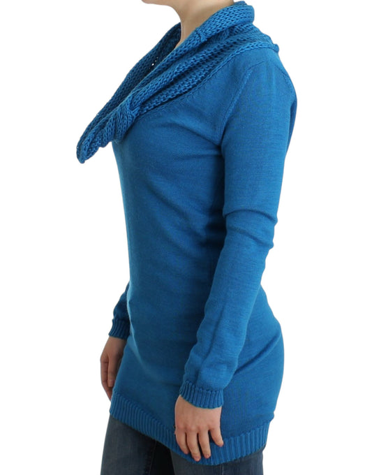 Maglione lavorato a maglia blu con scollo a barchetta di Costume National