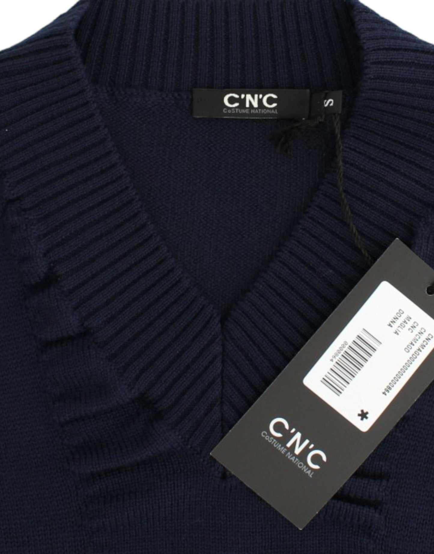 Maglione di lana con scollo a V blu scuro di Costume National