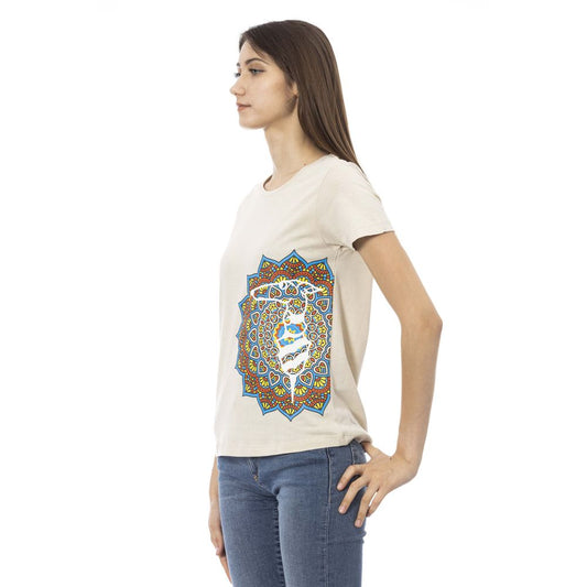 T-shirt da donna Trussardi Action in cotone beige