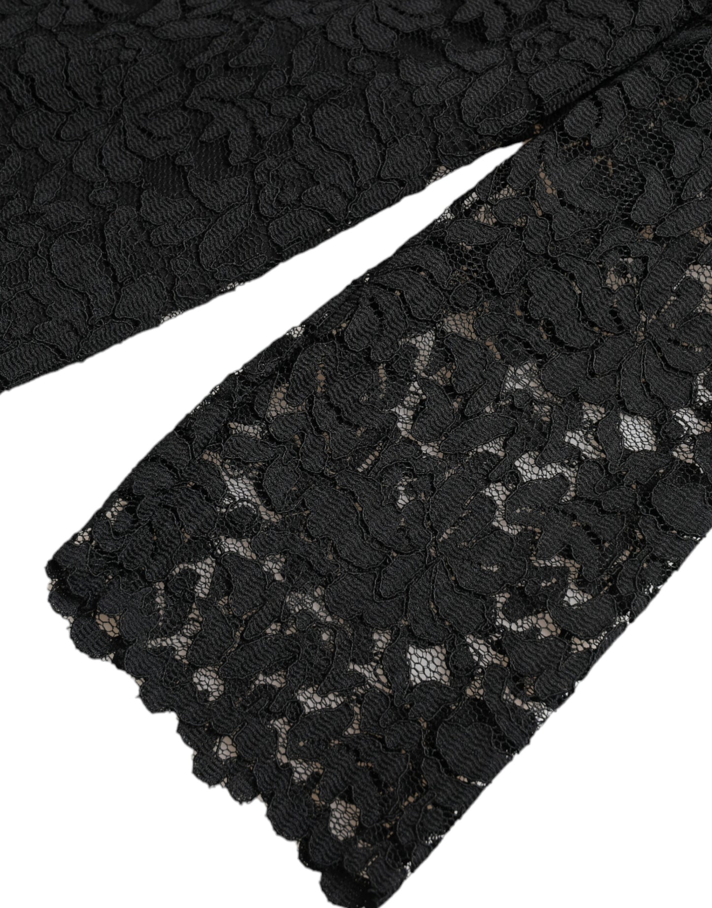 Dolce & Gabbana Blusa STAFF nera Top in nylon con pizzo floreale