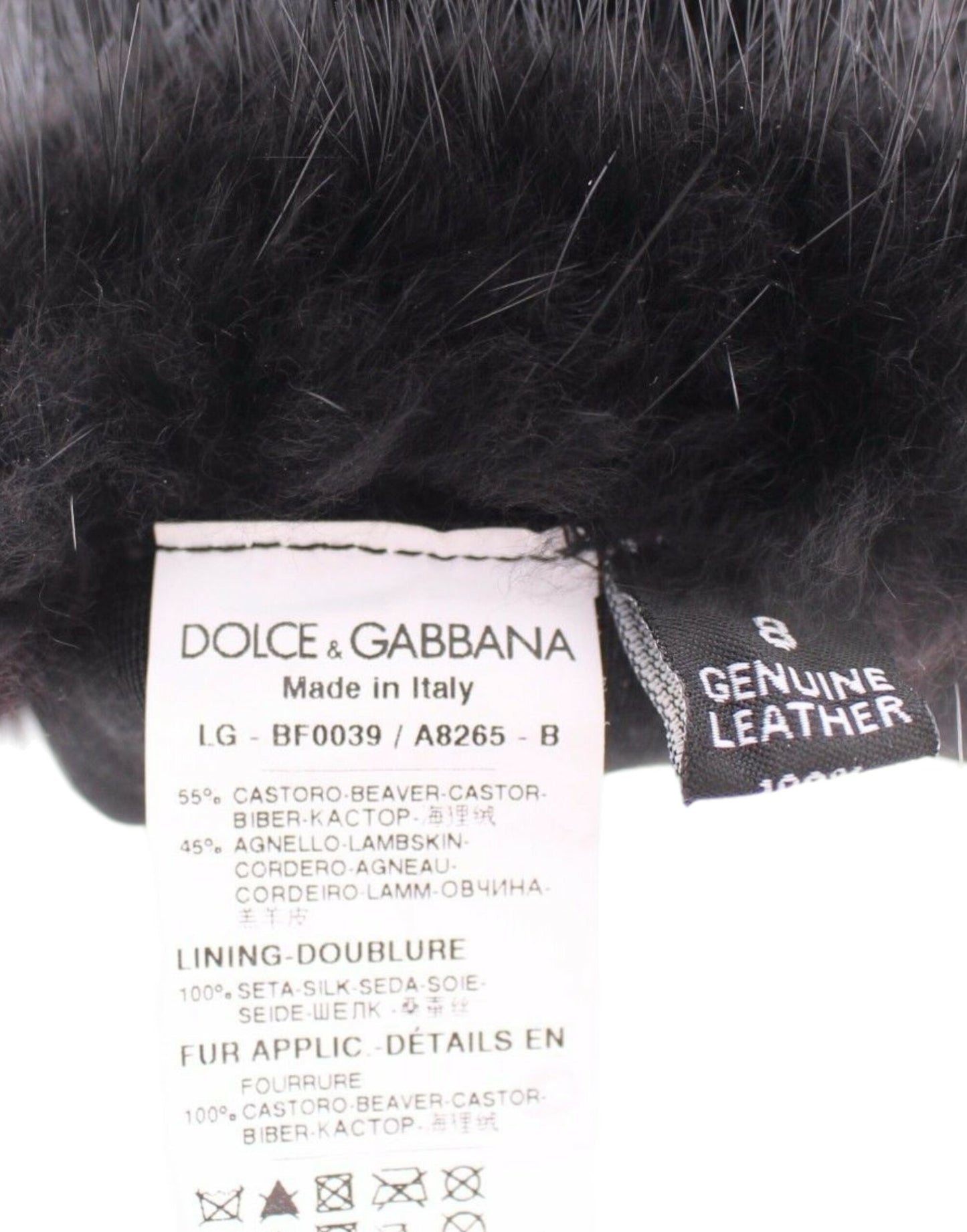 Guanti da gomito in pelle di agnello e pelliccia di castoro nera Dolce & Gabbana
