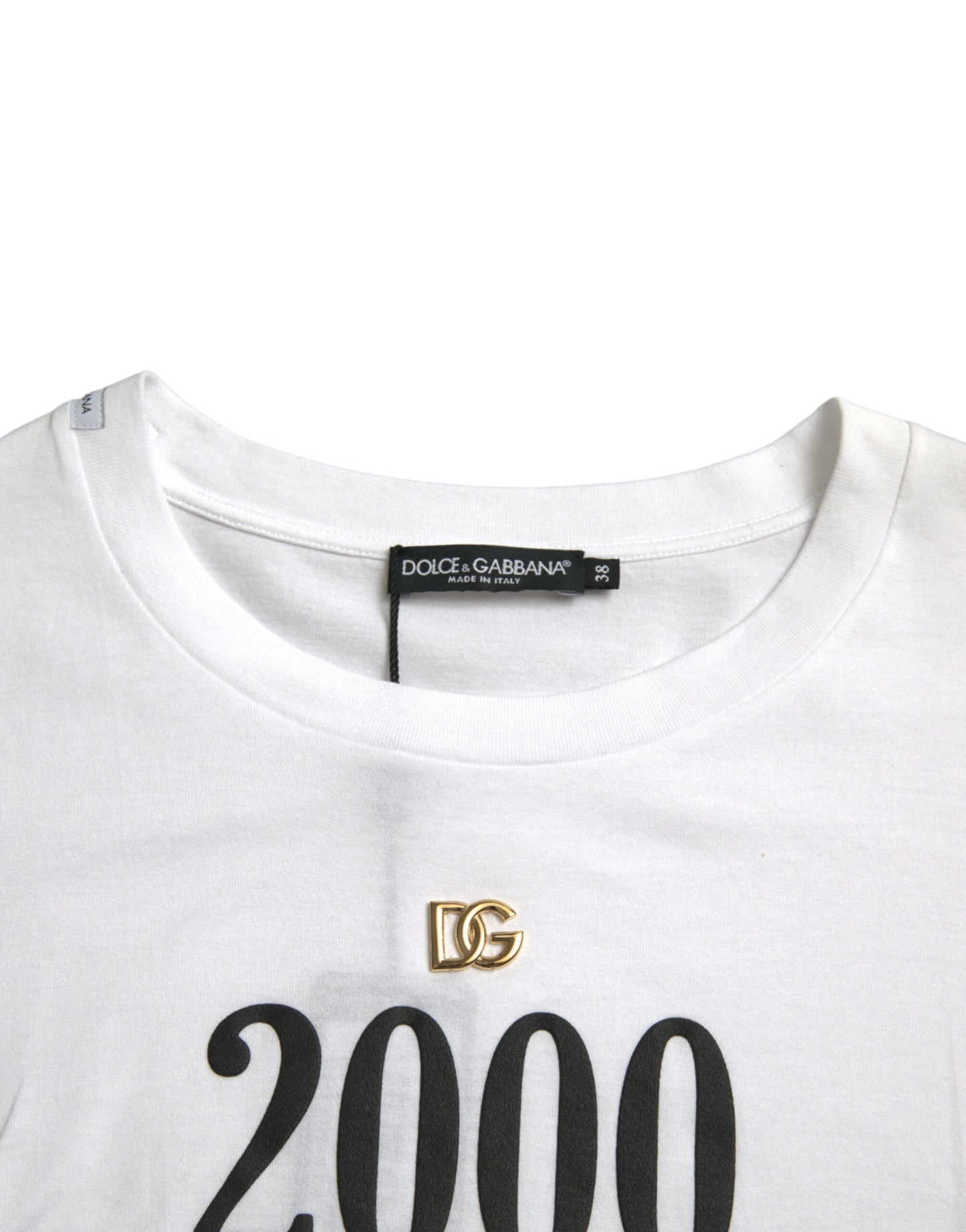 T-shirt Dolce & Gabbana con stampa slogan bianca e dettagli allacciati