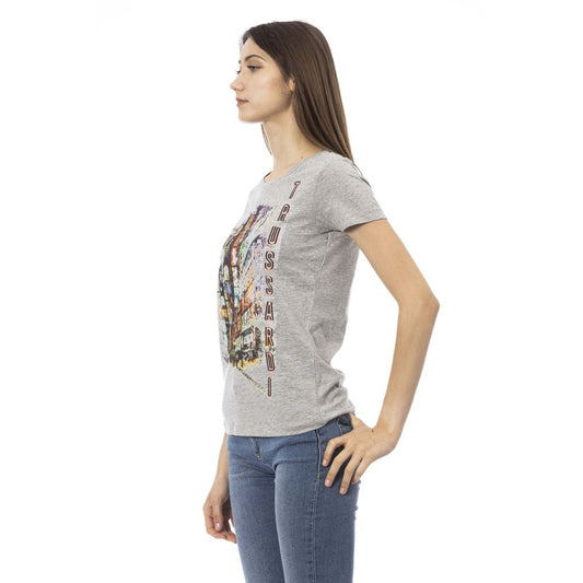 T-shirt da donna Trussardi Action in cotone grigio