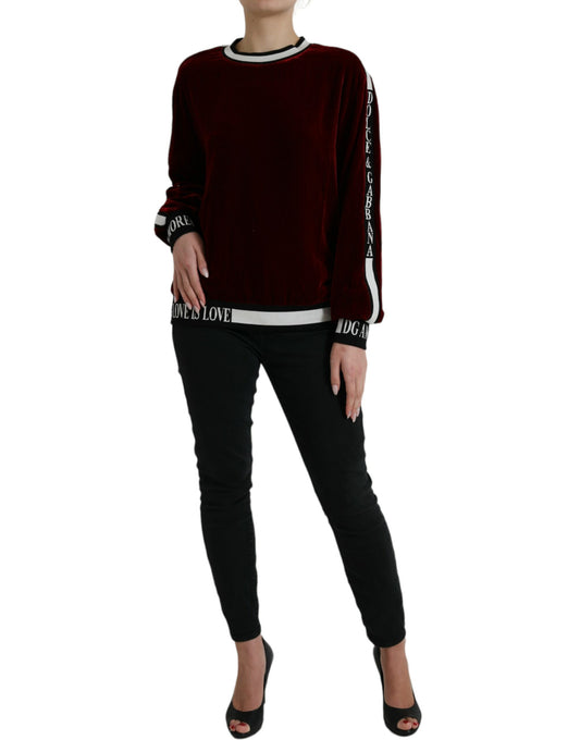 Dolce & Gabbana Maglione girocollo in velluto bordeaux