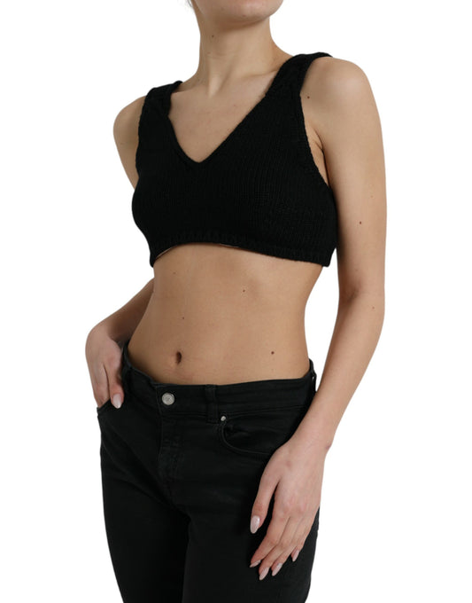 Top bustier corto in cashmere con scollo a V Dolce & Gabbana