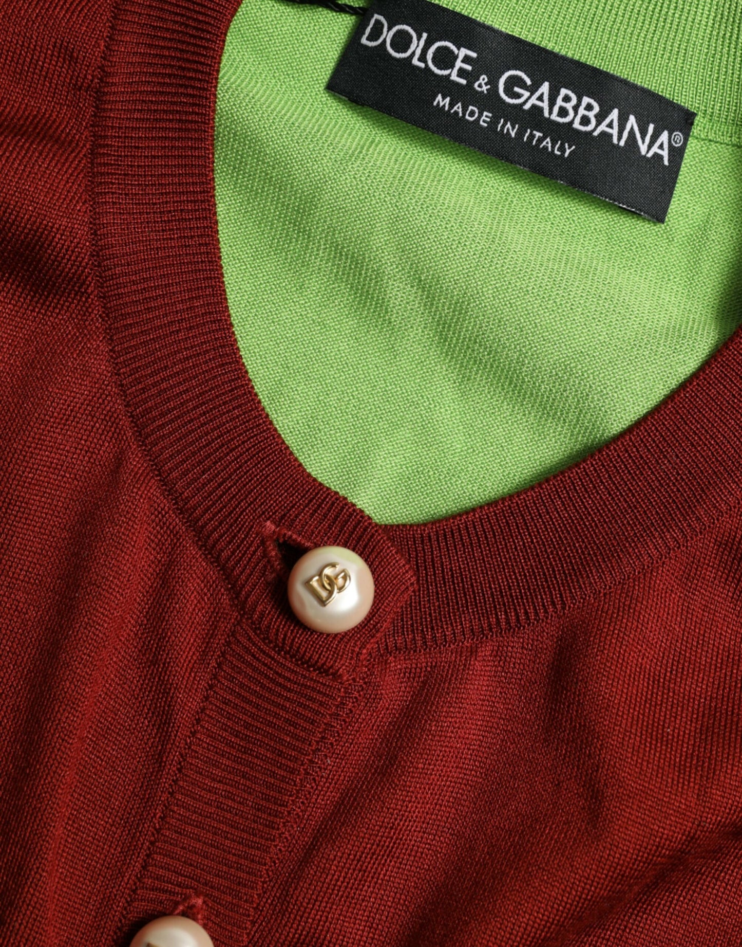 Dolce & Gabbana Maglione Cardigan Girocollo in Seta Multicolore
