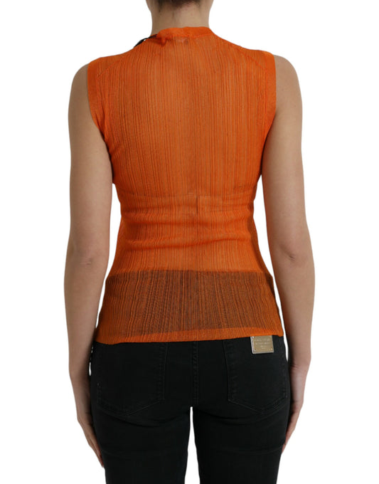 Canotta Dolce & Gabbana arancione trasparente con scollo rotondo