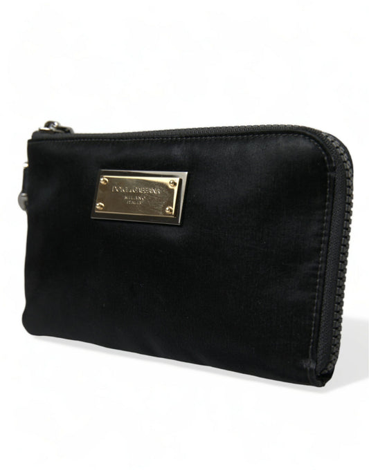 Borsa a tracolla con portachiavi e logo Dolce & Gabbana in nylon nero