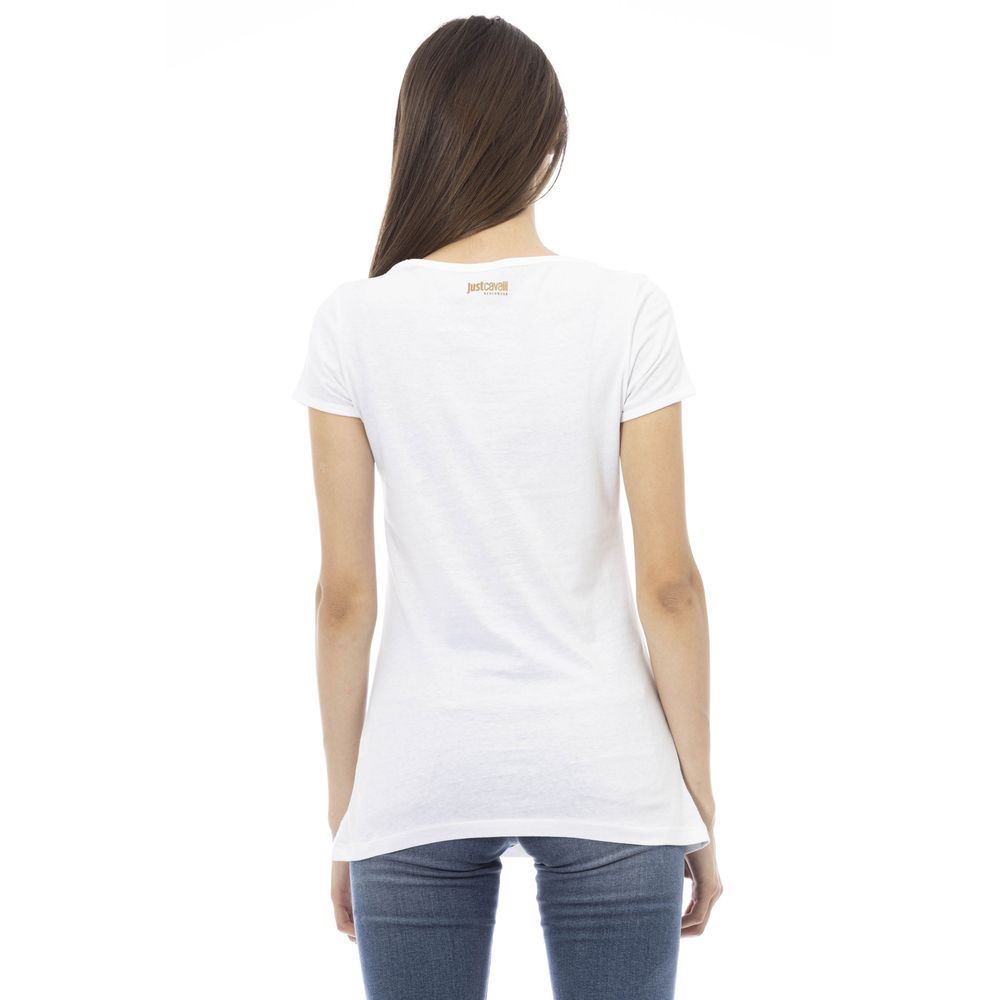 T-shirt da donna in cotone bianco Just Cavalli